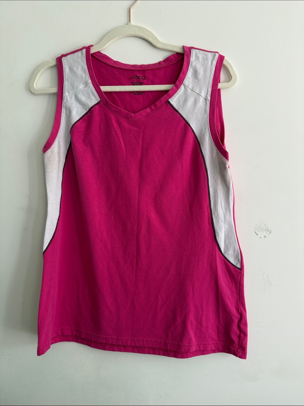 bcg Hot Pink Tank with White Side Panels
